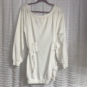 White corset sweater dress